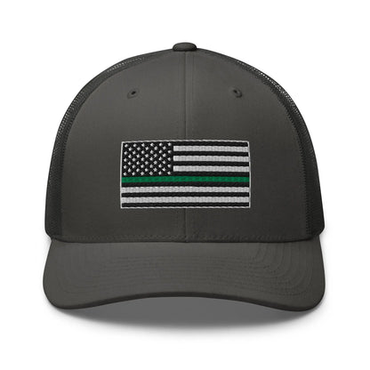 Hats Charcoal Snapback Custom Trucker Hats Thin Green Line Flag for Men & Women Infidel Collective
