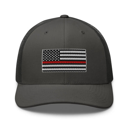 Hats Charcoal Snapback Custom Trucker Hats Thin Red Line Flag for Men & Women Patriotic Cap Infidel Collective