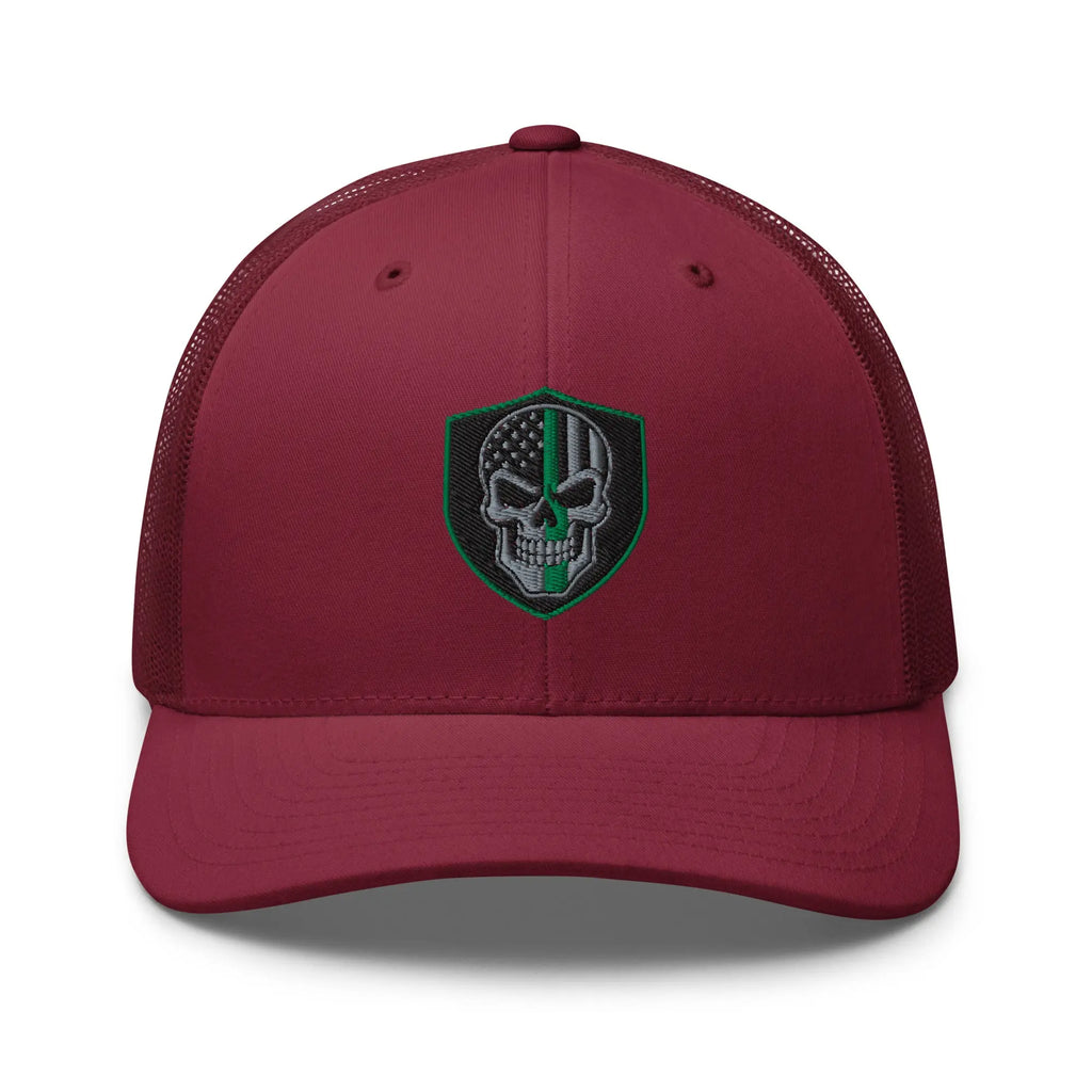 Hats Cranberry Snapback Custom Trucker Hats Green Line Skull Patriotic Cap for Men & Women Infidel Collective