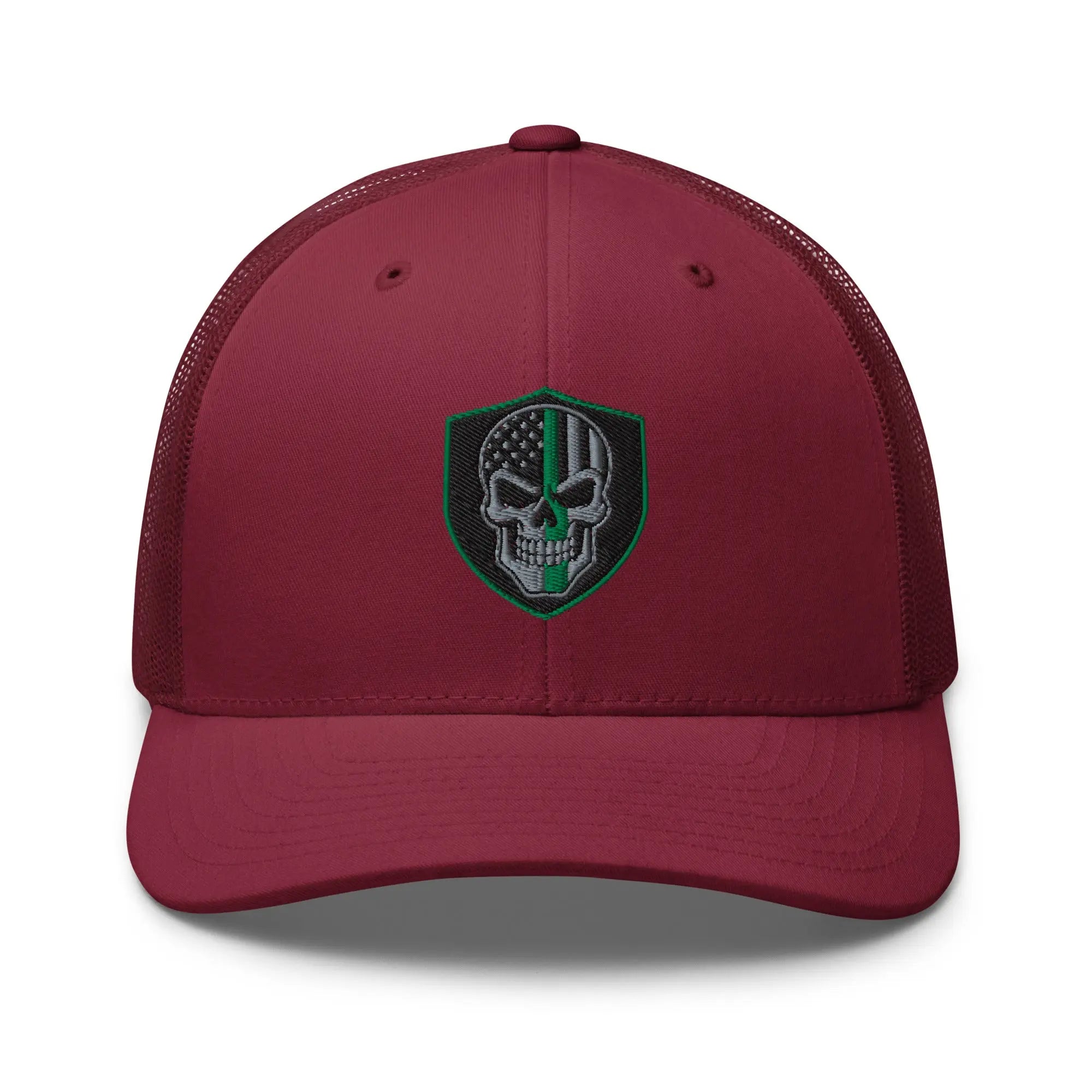 Hats Cranberry Snapback Custom Trucker Hats Green Line Skull Patriotic Cap for Men & Women Infidel Collective