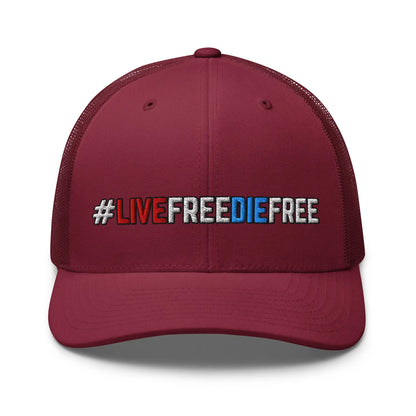 Hats Cranberry Snapback Custom Trucker Hats #LIVEFREEDIEFREE Patriotic Cap for Men & Women Infidel Collective