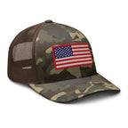 Hats  Custom Snapback Hats: Patriotic Camo Trucker Hat with USA Flag Infidel Collective