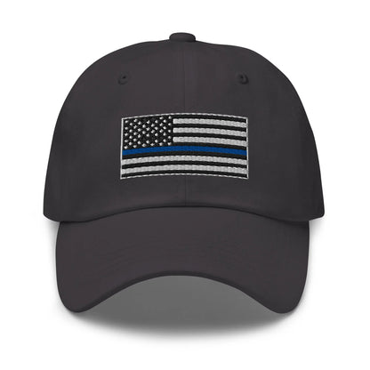 Hats Dark-Grey Classic Ball Cap with Back the Blue USA Flag Embroidery Infidel Collective