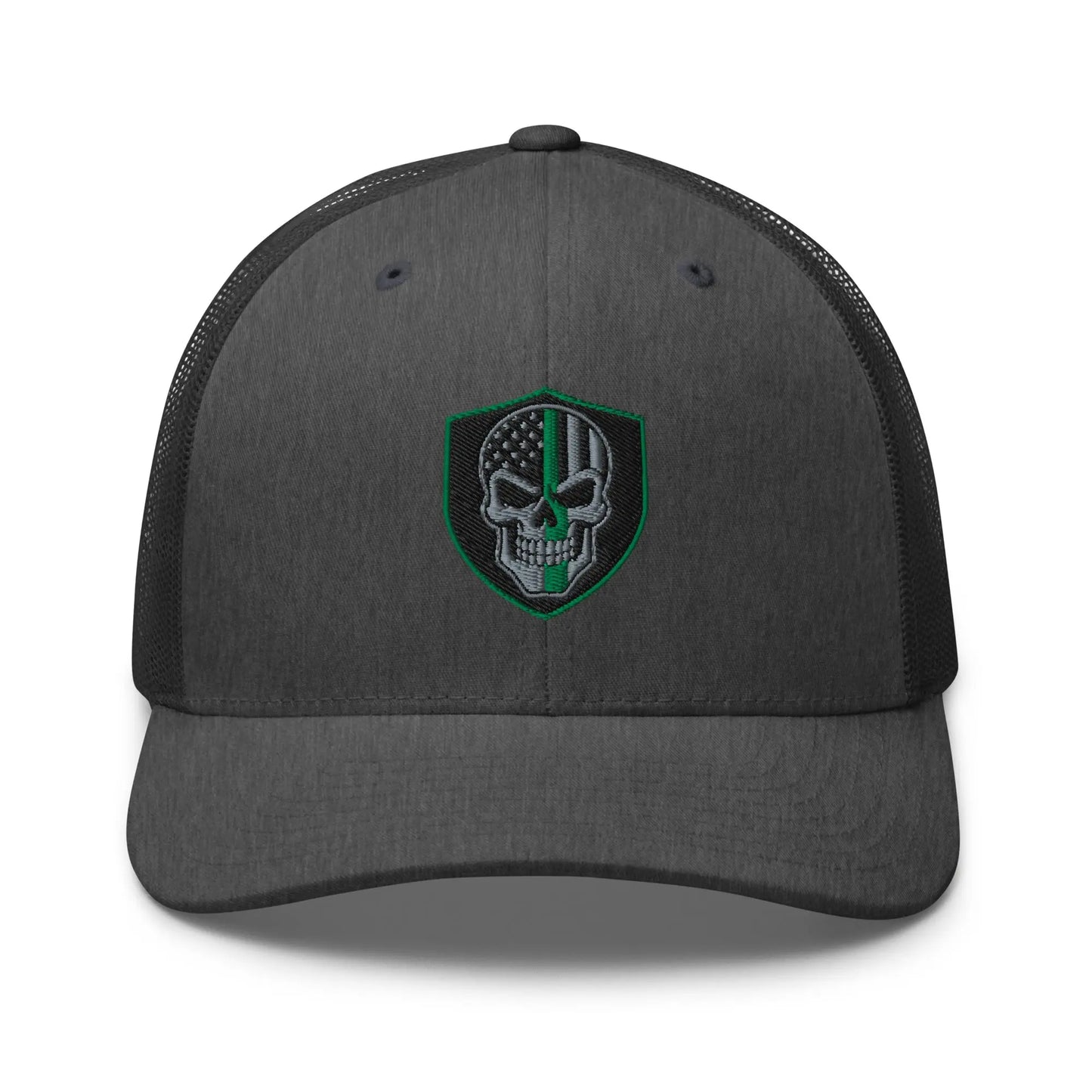 Hats Dark-Heather-Gray Snapback Custom Trucker Hats Green Line Skull Patriotic Cap for Men & Women Infidel Collective