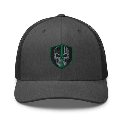 Hats Dark-Heather-Gray Snapback Custom Trucker Hats Green Line Skull Patriotic Cap for Men & Women Infidel Collective