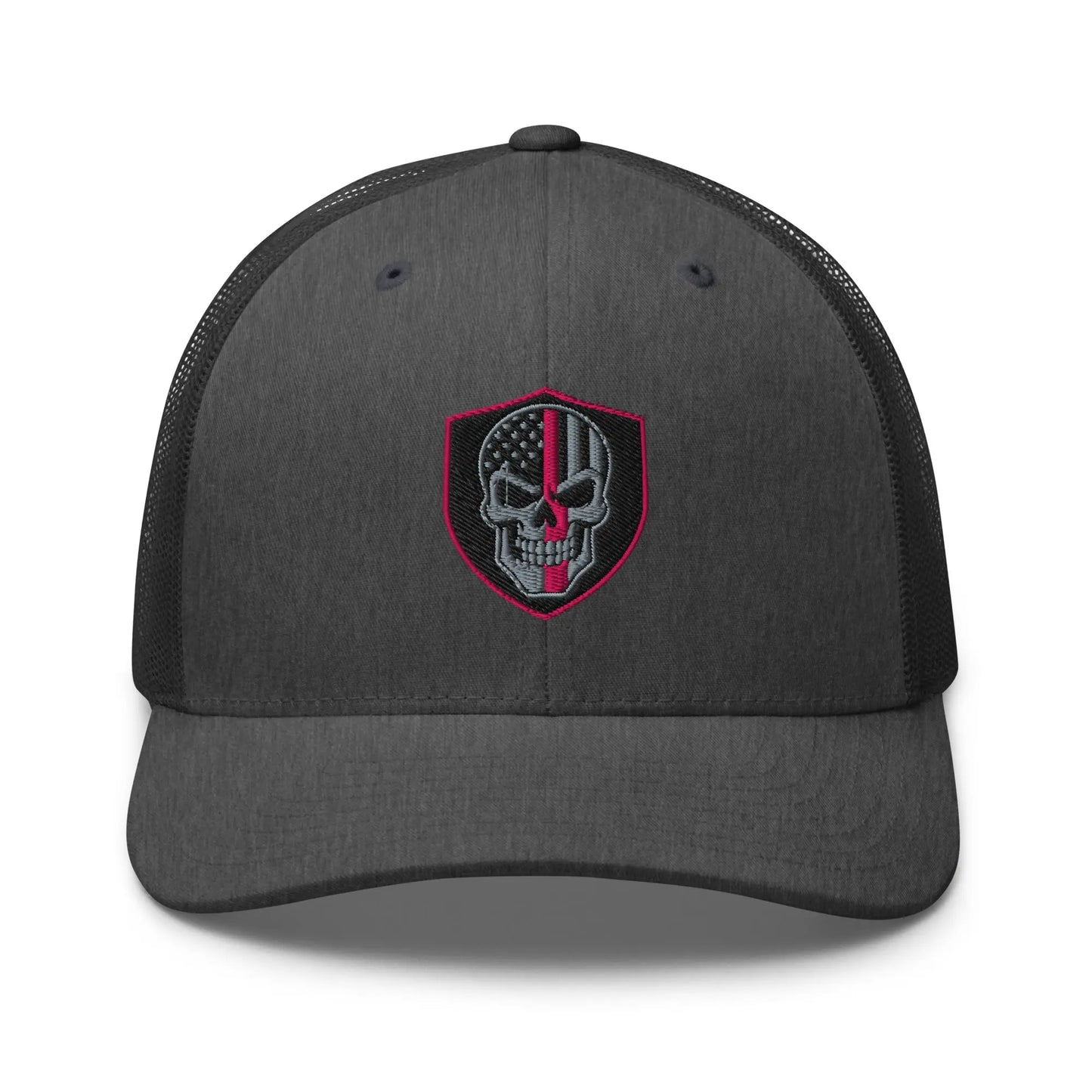 Hats Dark-Heather-Gray Snapback Custom Trucker Hats Pink Line Skull Patriotic Cap for Men & Women Infidel Collective