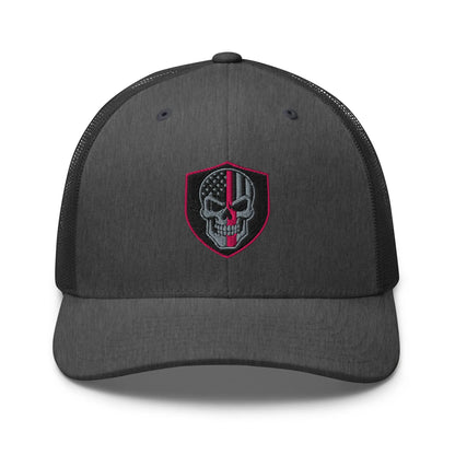 Hats Dark-Heather-Gray Snapback Custom Trucker Hats Pink Line Skull Patriotic Cap for Men & Women Infidel Collective