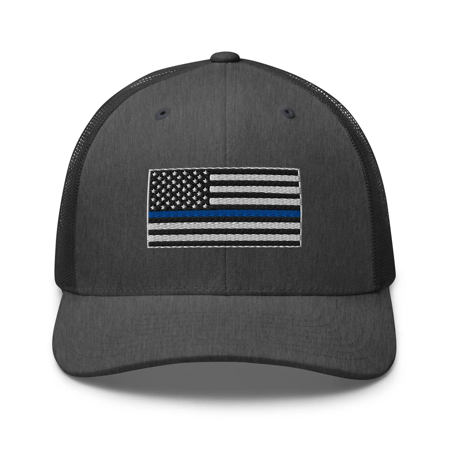 Hats Dark-Heather-Gray Snapback Custom Trucker Hats Thin Blue Line Flag Cool Patriotic Cap Infidel Collective