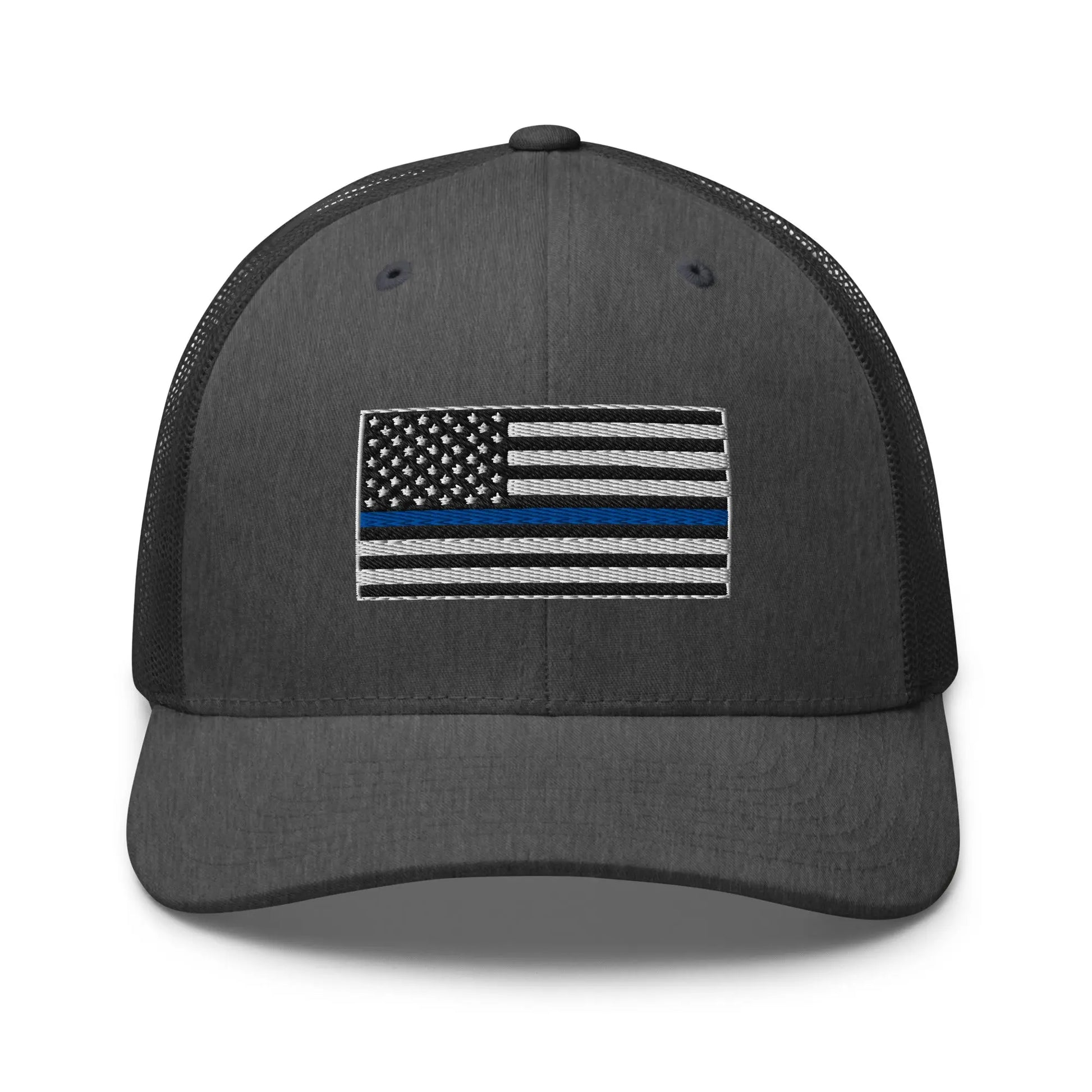 Hats Dark-Heather-Gray Snapback Custom Trucker Hats Thin Blue Line Flag Cool Patriotic Cap Infidel Collective