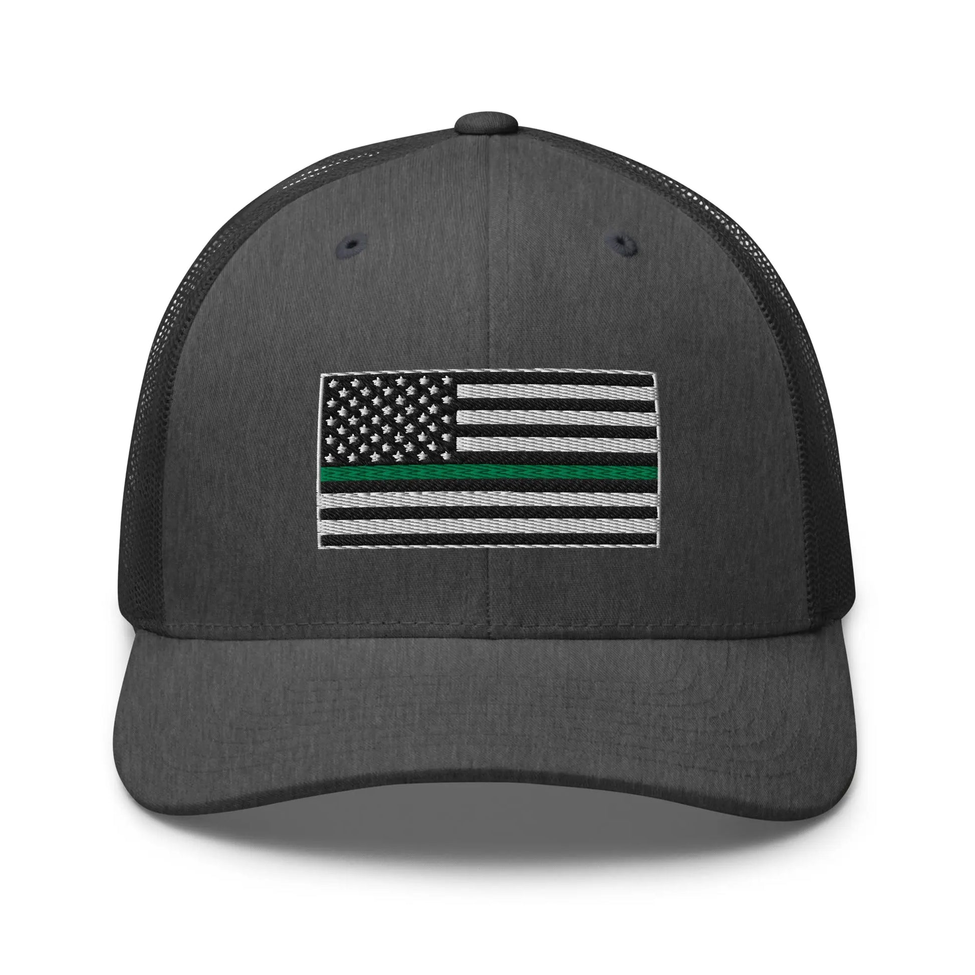 Hats Dark-Heather-Gray Snapback Custom Trucker Hats Thin Green Line Flag for Men & Women Infidel Collective