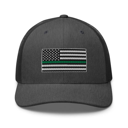 Hats Dark-Heather-Gray Snapback Custom Trucker Hats Thin Green Line Flag for Men & Women Infidel Collective