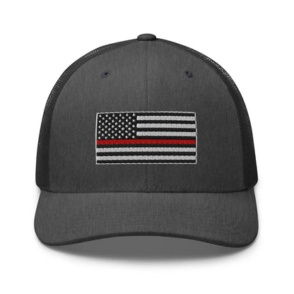 Hats Dark-Heather-Gray Snapback Custom Trucker Hats Thin Red Line Flag for Men & Women Patriotic Cap Infidel Collective