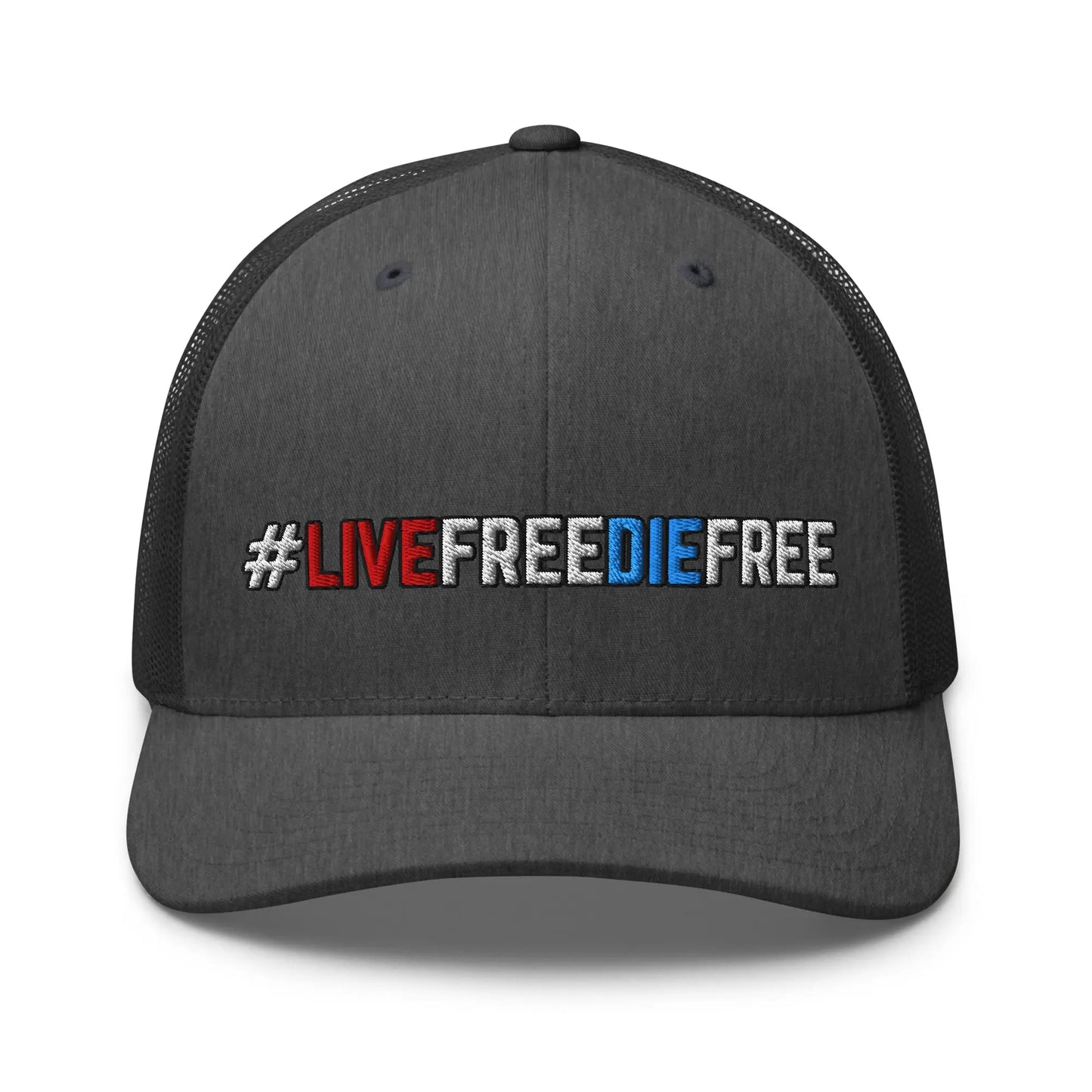 Hats Dark-Heather-Gray Snapback Custom Trucker Hats #LIVEFREEDIEFREE Patriotic Cap for Men & Women Infidel Collective