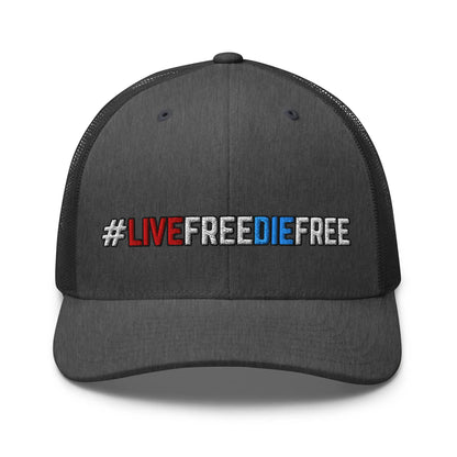 Hats Dark-Heather-Gray Snapback Custom Trucker Hats #LIVEFREEDIEFREE Patriotic Cap for Men & Women Infidel Collective