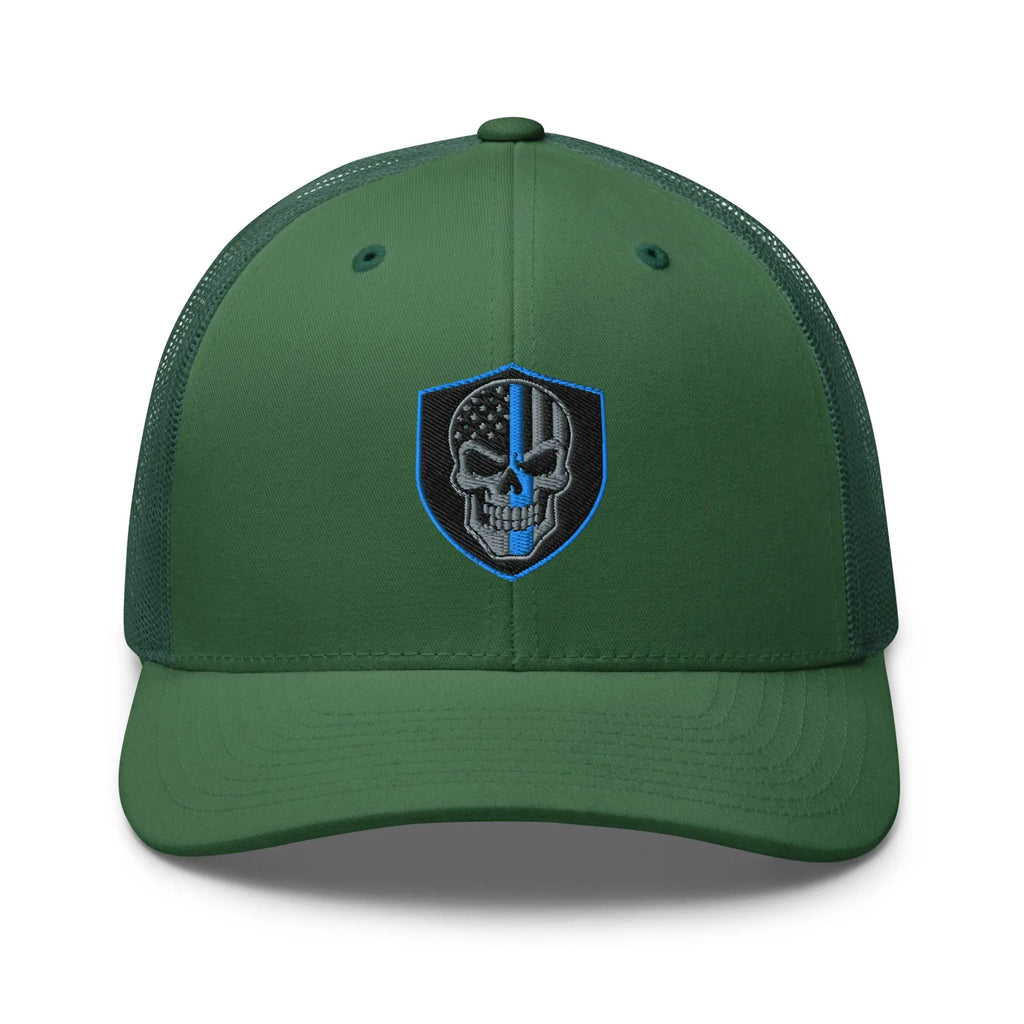 Hats Evergreen Snapback Custom Trucker Hats Blue Line Skull Cool Patriotic Cap Infidel Collective