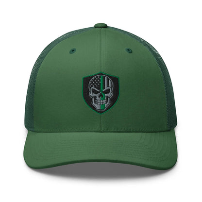 Hats Evergreen Snapback Custom Trucker Hats Green Line Skull Patriotic Cap for Men & Women Infidel Collective