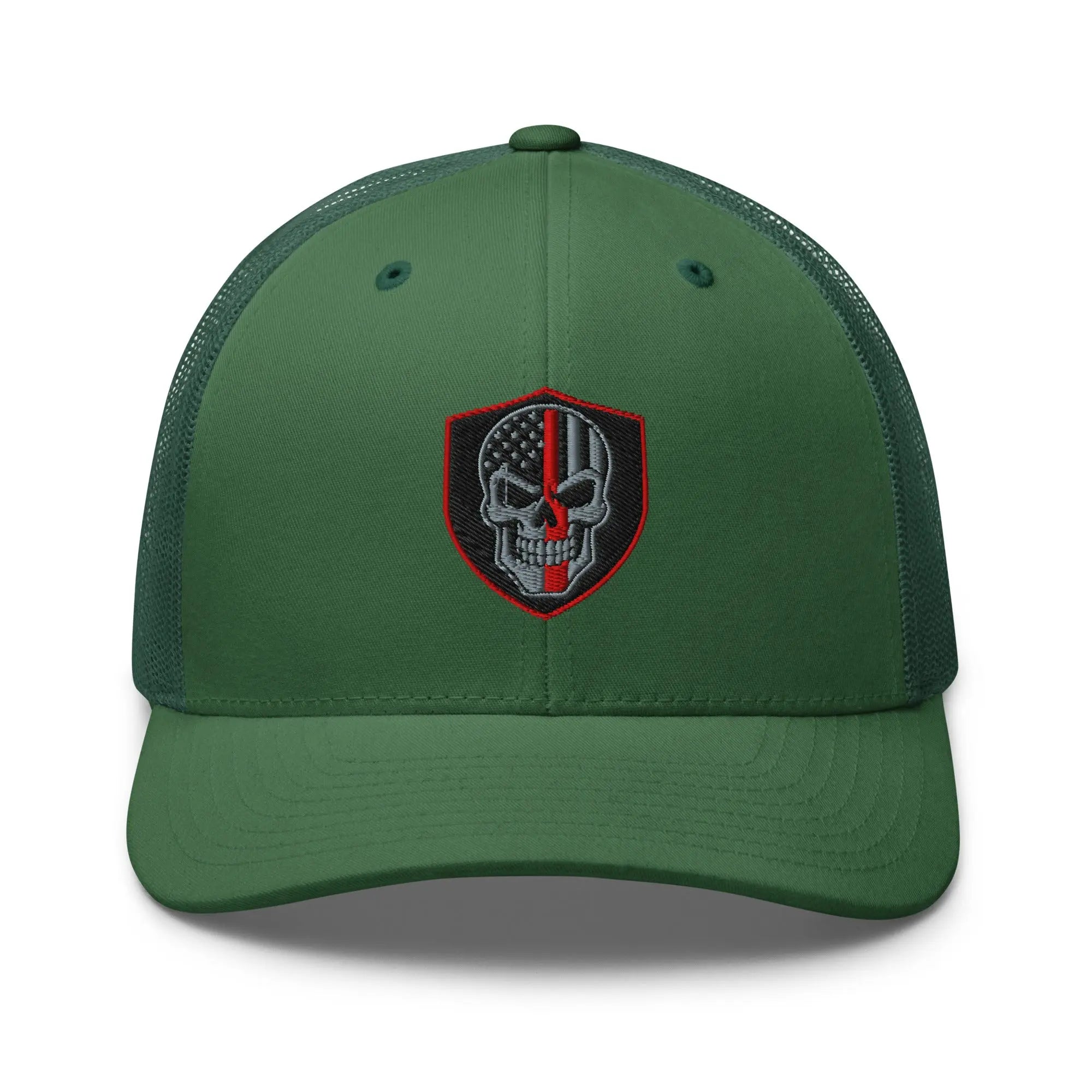 Hats Evergreen Snapback Custom Trucker Hats Red Line Skull Patriotic Cap for Men & Women Infidel Collective