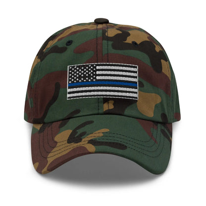 Hats Green-Camo Classic Ball Cap with Back the Blue USA Flag Embroidery Infidel Collective