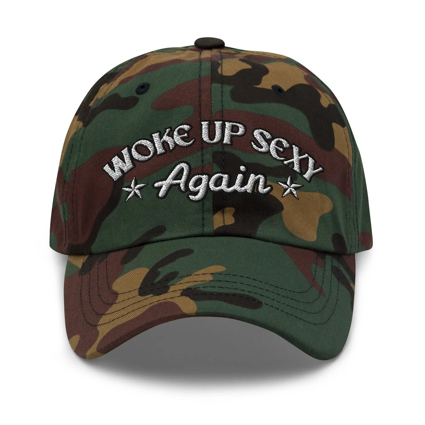 Hats Green-Camo Woke Up Sexy Again Women's Ball Cap – NSFW Confidence, No Apologies Infidel Collective