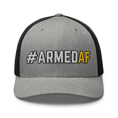Hats Heather-Black Snapback Custom Trucker Hats 2A #ARMEDAF Cool Cap for Men & Women Infidel Collective