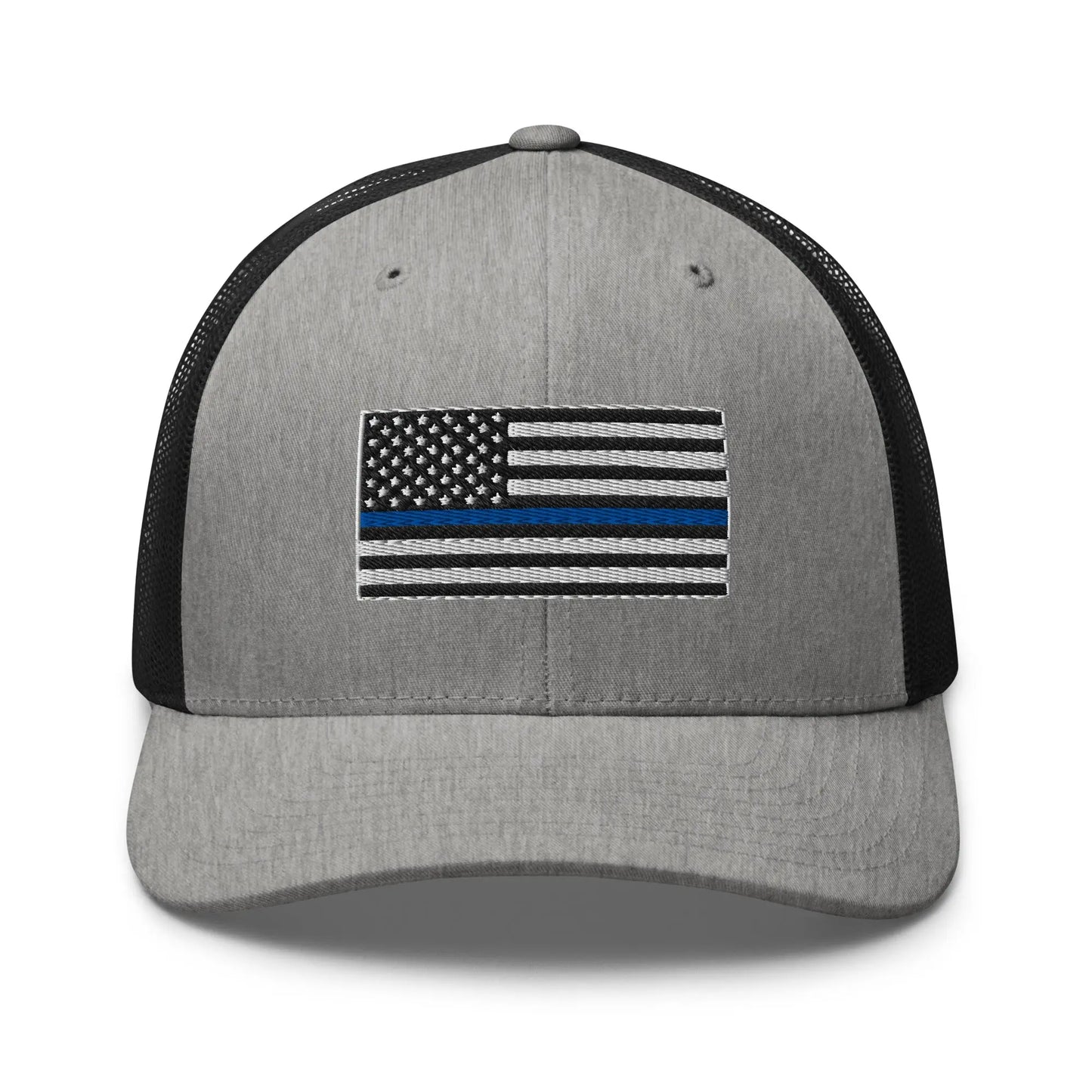 Hats Heather-Black Snapback Custom Trucker Hats Thin Blue Line Flag Cool Patriotic Cap Infidel Collective