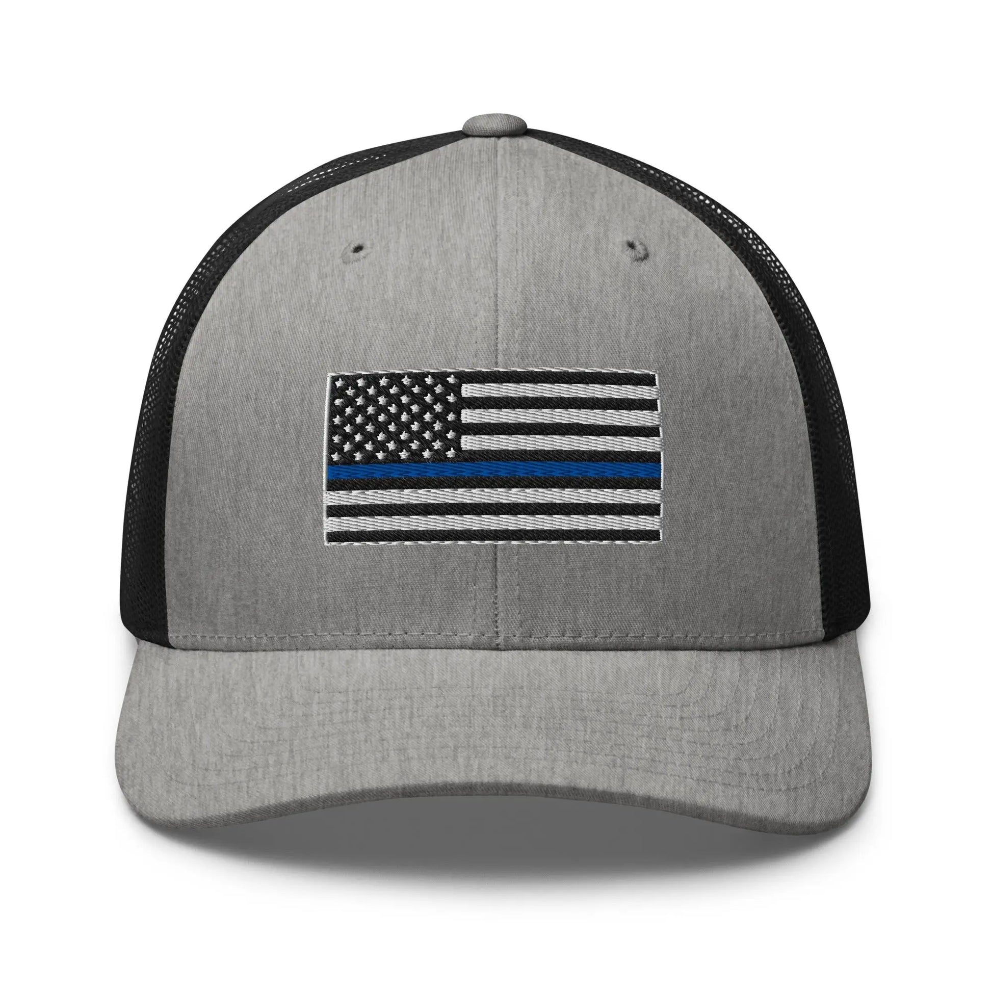 Hats Heather-Black Snapback Custom Trucker Hats Thin Blue Line Flag Cool Patriotic Cap Infidel Collective