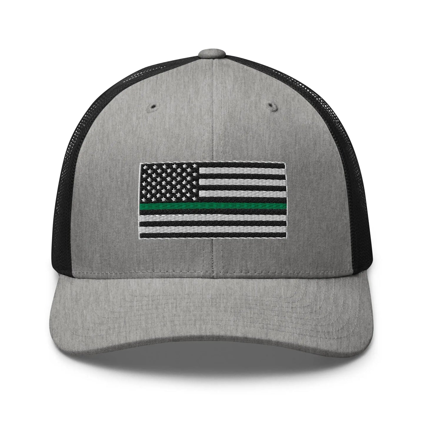 Hats Heather-Black Snapback Custom Trucker Hats Thin Green Line Flag for Men & Women Infidel Collective