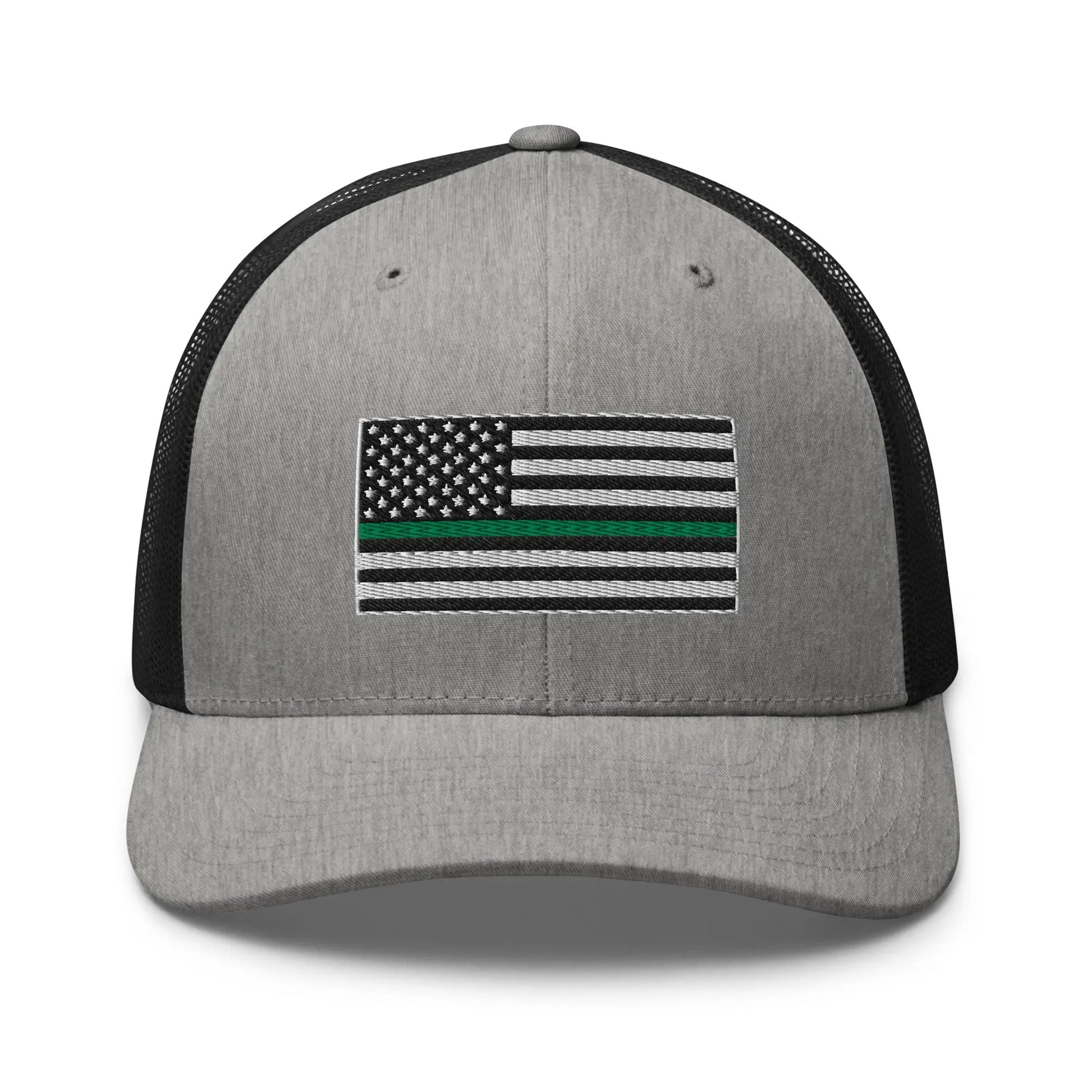 Hats Heather-Black Snapback Custom Trucker Hats Thin Green Line Flag for Men & Women Infidel Collective