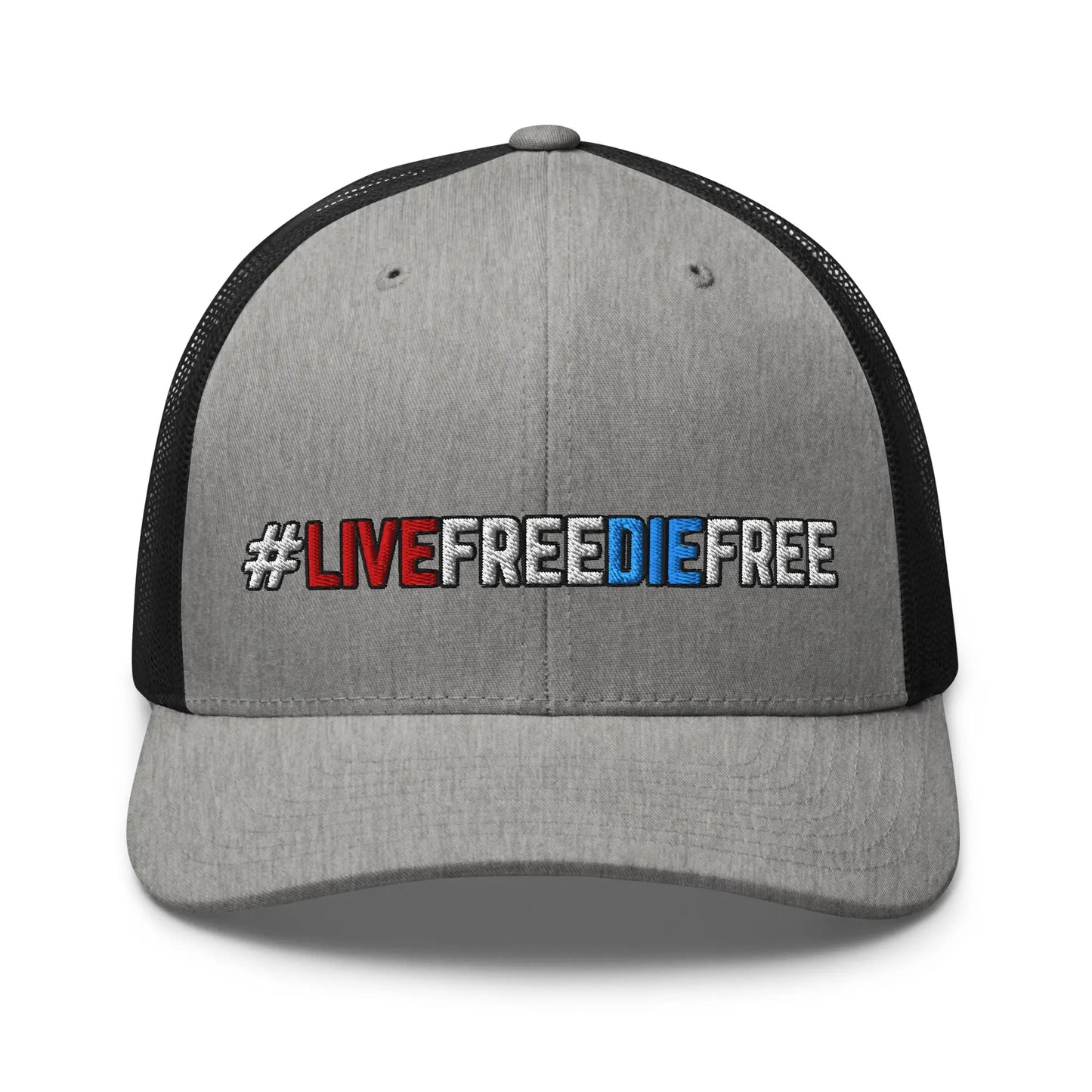 Hats Heather-Black Snapback Custom Trucker Hats #LIVEFREEDIEFREE Patriotic Cap for Men & Women Infidel Collective