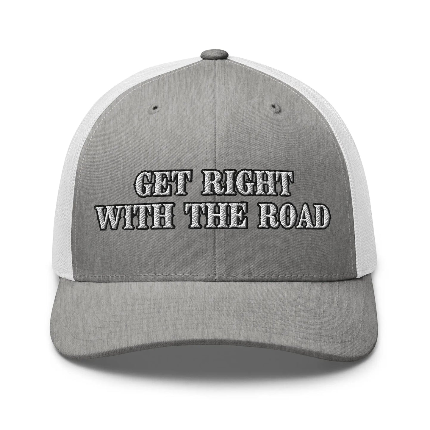 Hats Heather-Grey-White Snapback Custom Trucker Hats Get Right With The Road for Men & Women Infidel Collective