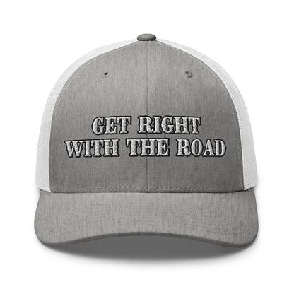 Hats Heather-Grey-White Snapback Custom Trucker Hats Get Right With The Road for Men & Women Infidel Collective
