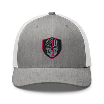 Hats Heather-Grey-White Snapback Custom Trucker Hats Pink Line Skull Patriotic Cap for Men & Women Infidel Collective