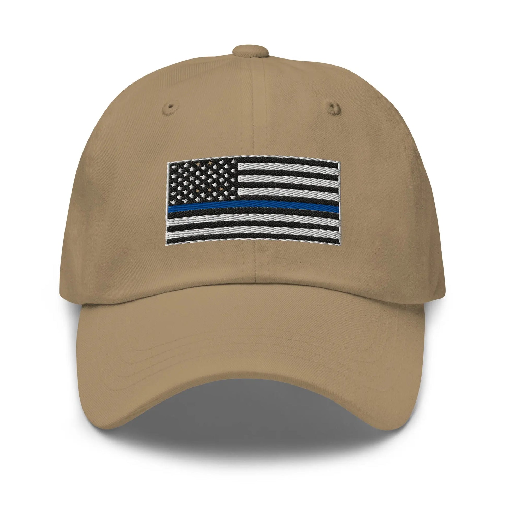 Hats Khaki Classic Ball Cap with Back the Blue USA Flag Embroidery Infidel Collective