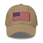 Hats Khaki Custom Ball Cap with Red White & Blue USA Flag Embroidered Hat Infidel Collective
