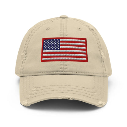 Hats Khaki Distressed Vintage Baseball Hat Patriotic & 4th of July Old Glory Ball Cap Infidel Collective