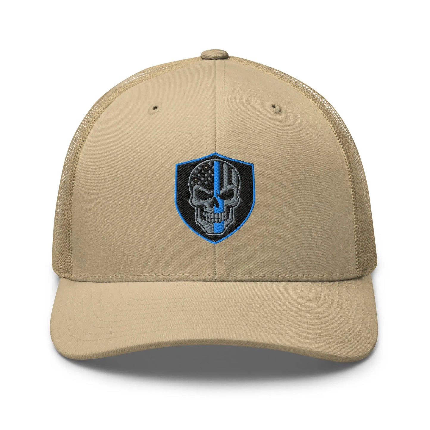 Hats Khaki Snapback Custom Trucker Hats Blue Line Skull Cool Patriotic Cap Infidel Collective