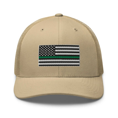 Hats Khaki Snapback Custom Trucker Hats Thin Green Line Flag for Men & Women Infidel Collective