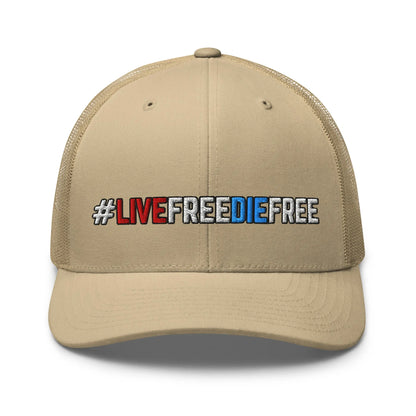 Hats Khaki Snapback Custom Trucker Hats #LIVEFREEDIEFREE Patriotic Cap for Men & Women Infidel Collective
