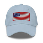Hats Light-Blue Custom Ball Cap with Red White & Blue USA Flag Embroidered Hat Infidel Collective