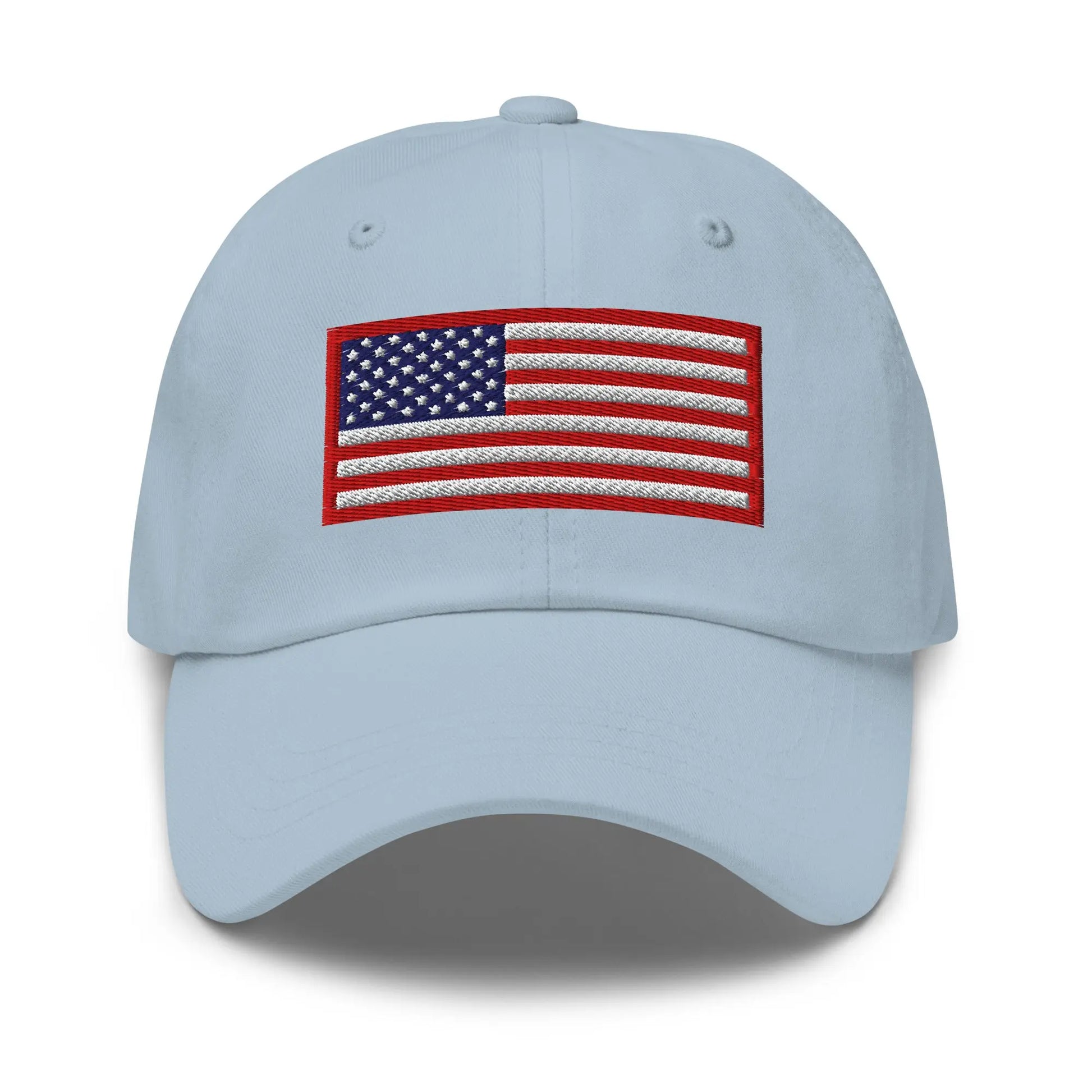 Hats Light-Blue Custom Ball Cap with Red White & Blue USA Flag Embroidered Hat Infidel Collective
