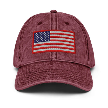 Hats Maroon Vintage Baseball Hat USA Flag Old Glory – Red White & Blue Embroidered Hat Infidel Collective