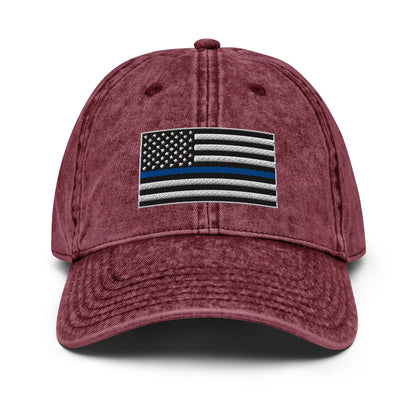 Hats Maroon Vintage Otto Ball Cap with Back the Blue USA Flag Embroidered Infidel Collective