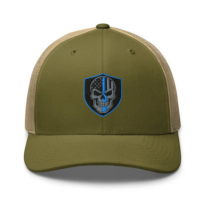 Hats Moss-Khaki Snapback Custom Trucker Hats Blue Line Skull Cool Patriotic Cap Infidel Collective
