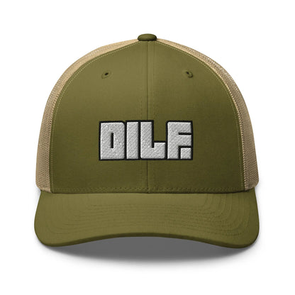 Hats Moss-Khaki Snapback Custom Trucker Hats DILF Block Cap – NSFW 2A for Men & Women Infidel Collective