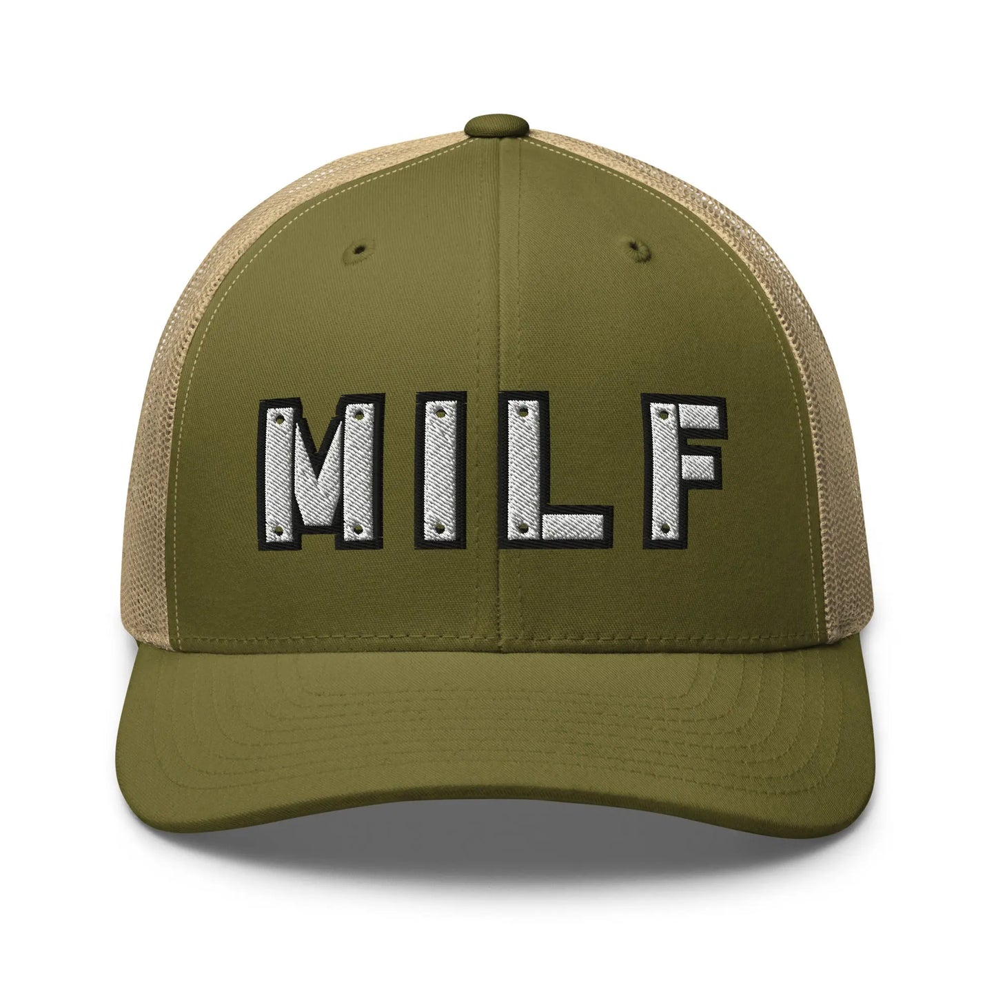 Hats Moss-Khaki Snapback Custom Trucker Hats MILF Stencil Cap for Sexy Women Who Own It Infidel Collective