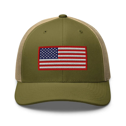 Hats Moss-Khaki Snapback Custom Trucker Hats Old Glory USA Flag Red White Blue Patriotic Cap Infidel Collective