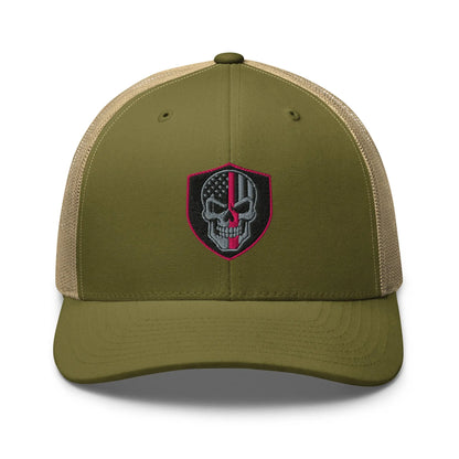 Hats Moss-Khaki Snapback Custom Trucker Hats Pink Line Skull Patriotic Cap for Men & Women Infidel Collective