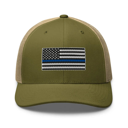 Hats Moss-Khaki Snapback Custom Trucker Hats Thin Blue Line Flag Cool Patriotic Cap Infidel Collective