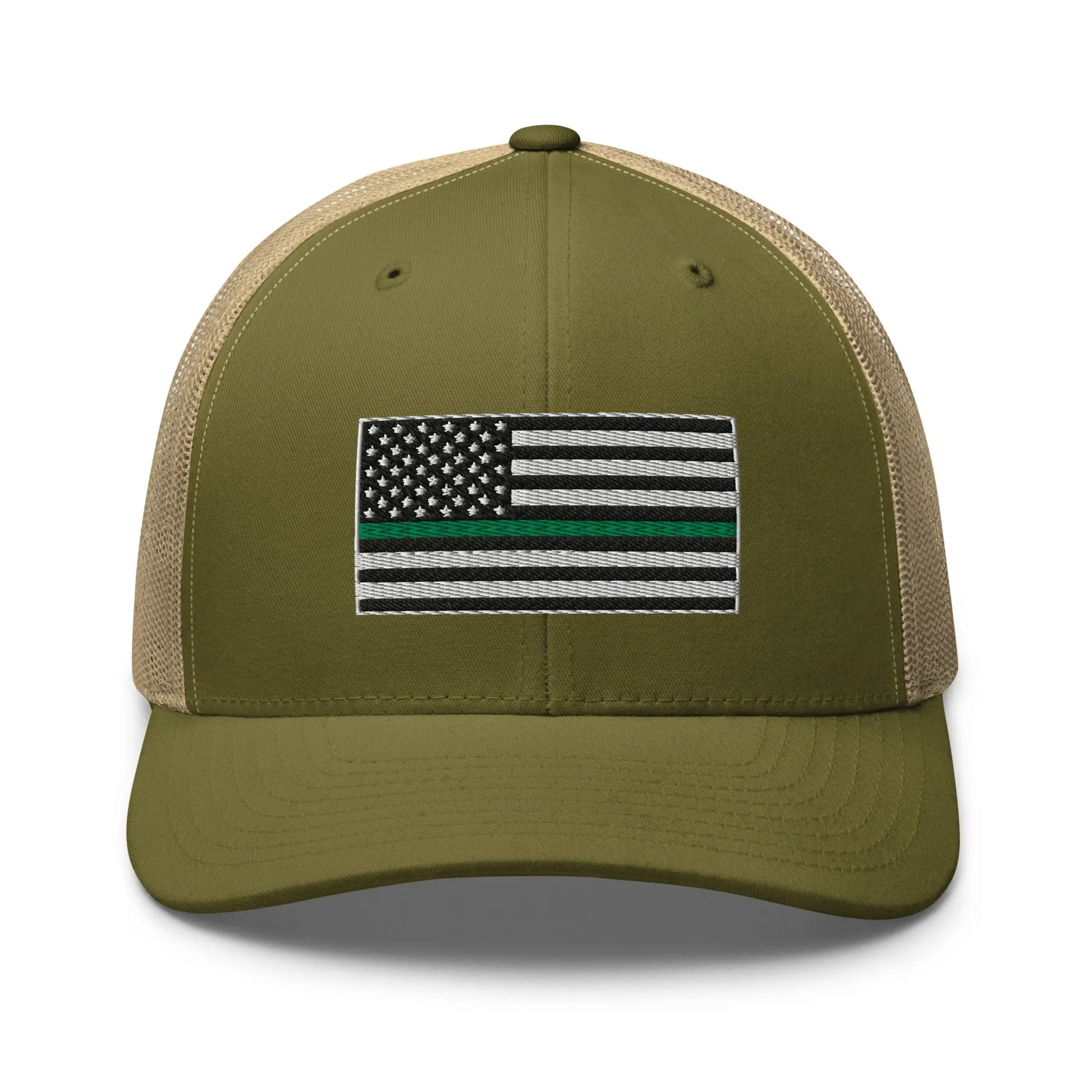 Hats Moss-Khaki Snapback Custom Trucker Hats Thin Green Line Flag for Men & Women Infidel Collective