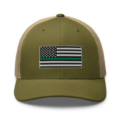 Hats Moss-Khaki Snapback Custom Trucker Hats Thin Green Line Flag for Men & Women Infidel Collective